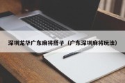 深圳龙华广东麻将搭子（广东深圳麻将玩法）