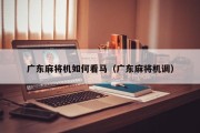 广东麻将机如何看马（广东麻将机调）