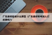 广东麻将能胡什么牌型（广东麻将能胡别人打的牌吗?）