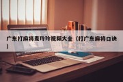广东打麻将麦玲玲视频大全（打广东麻将口诀）