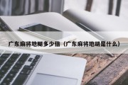 广东麻将地糊多少倍（广东麻将地胡是什么）