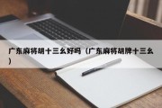 广东麻将胡十三幺好吗（广东麻将胡牌十三幺）