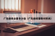 广东麻将全番多少倍（广东麻将番数对照表）